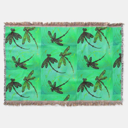 Couverture Dragonflies Superbe Vert & Turquoise Twist (Devant)