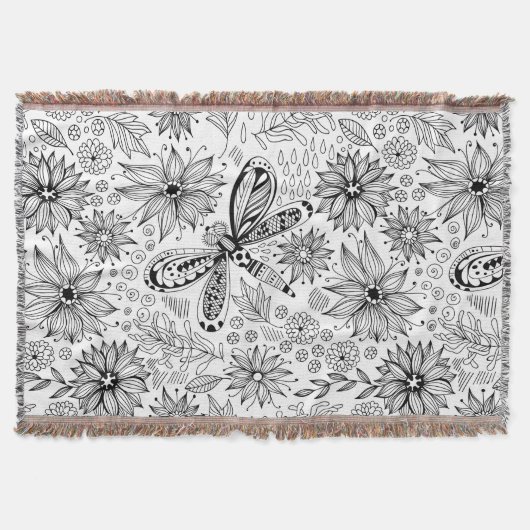 Couverture Dragonfly et doodle de fleurs (Devant)
