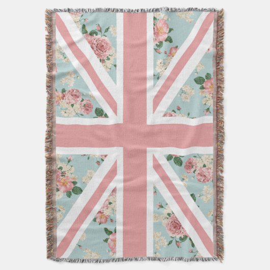 Couverture Drapeau anglais d'Union Jack de roses (devant Vertical)