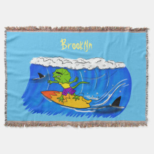 Couverture Drôle caricature de surf de lézard au cou