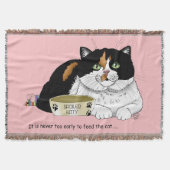 Couverture Drôle Chat Tacheté Gâté Nourrir Rose (Devant)