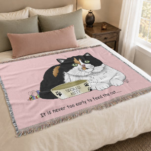 Couverture Drôle Chat Tacheté Gâté Nourrir Rose