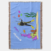 Couverture Drôle plongeur et poisson mer créatures dessin ani (devant Vertical)