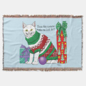 Couverture Drôle Sweater de Noël laid Sarcastique Chat Blanc (Devant)