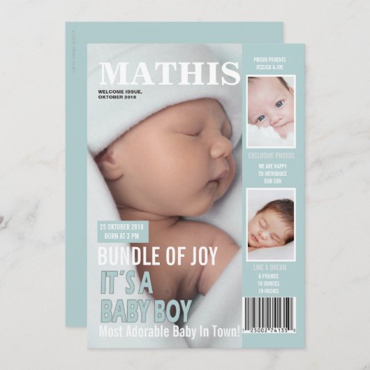 Couverture du magazine faire-part de naissance 3 p (Devant / Derrière)