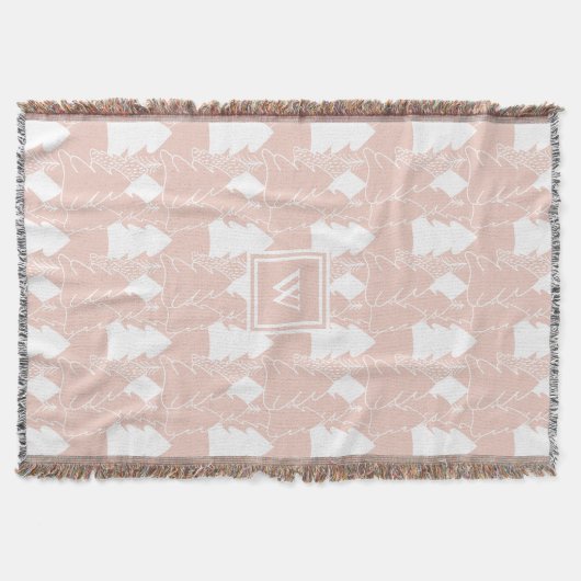 Couverture Dusty Pink Winter Wonderland avec Monogramme (Devant)