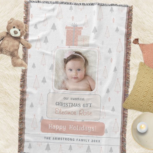 Couverture Dusty Rose Boho 1er Noël de bébé Photo