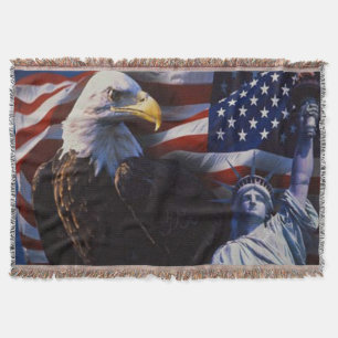 Couverture Eagle chauve avec la statue de la liberté un