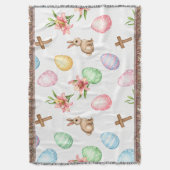 Couverture Easter Grace – Seamless Pastel Bunny & Cross Patte (devant Vertical)