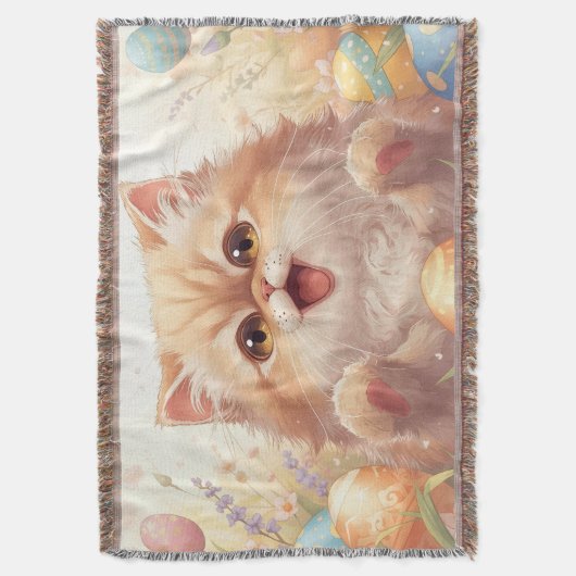 Couverture “Easter Joy Persian Kitty – Throw Blanket" (devant Vertical)