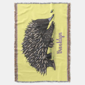 Couverture Echidna mignonne avec dessin animé d'abeille (devant Vertical)
