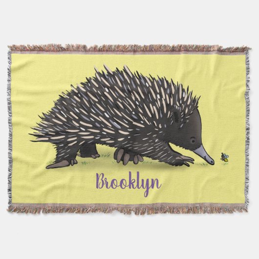 Couverture Echidna mignonne avec dessin animé d'abeille (Devant)