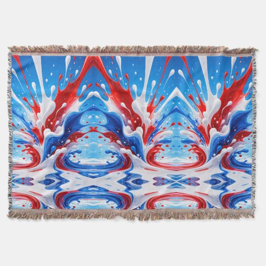 Couverture Éclaboussure Rouge Blanc et Bleu (Devant)