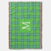 Couverture Écossais vert & carreaux tartan bleu monogramme (devant Vertical)