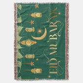 Couverture Eid Moubarak Élégant Vert Lanterne Or Étoiles Lune (devant Vertical)