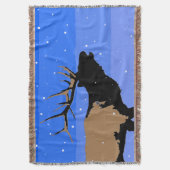Couverture Élan Bugling en Hiver - Art Animalier Original (devant Vertical)