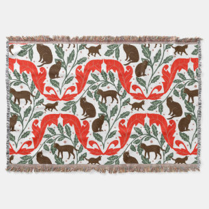 Couverture Elégant Art Nouveau Bleu Chat-Whimsical Noir