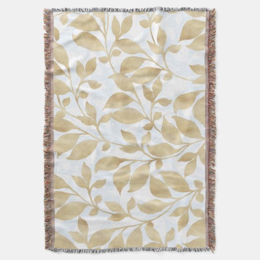 Couverture Elégant Blanc Or Feuille verdure Botanique (devant Vertical)