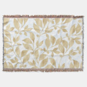 Couverture Elégant Blanc Or Feuille verdure Botanique (Devant)