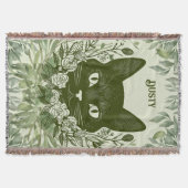 Couverture Élégant chat noir en feuillage avec Rose (Devant)