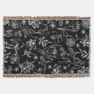 Couverture Elégant croquis de fleurs - Contours lancer la cou