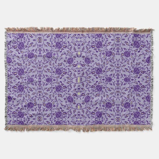 Couverture Élégant Damas Floral Violet (Devant)