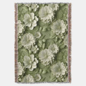 Couverture Élégant Embossé 3D Floral Relief Olive Green (devant Vertical)