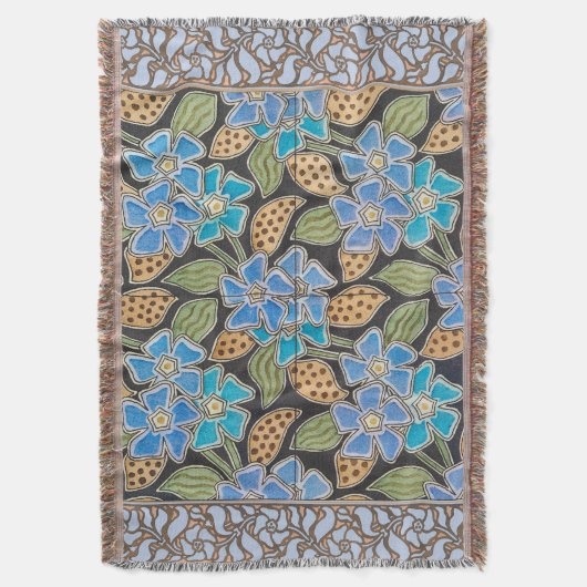 Couverture Élégant Fleur Bleu Périwinkle Floral Classic (devant Vertical)