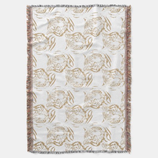 Couverture Elegant Gold Glitter Tiger Print White Design (devant Vertical)