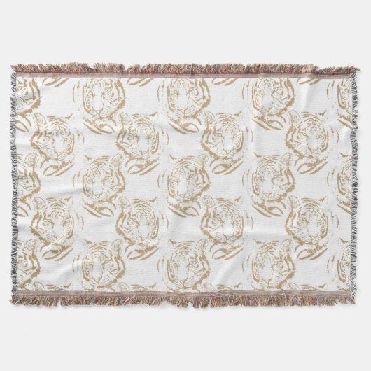 Couverture Elegant Gold Glitter Tiger Print White Design (Devant)