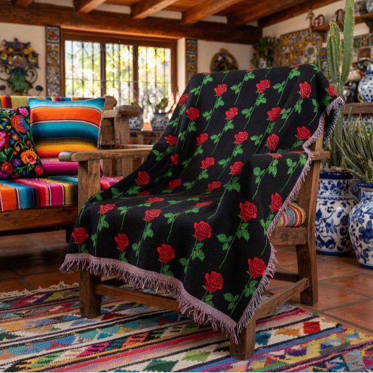 Couverture Elegant Hand-Drawn Rose Throw Blanket