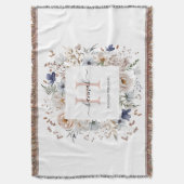 Couverture Elegant Monogram Pretty Beige Blue Flowers Floral (devant Vertical)