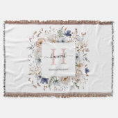 Couverture Elegant Monogram Pretty Beige Blue Flowers Floral (Devant)