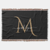 Couverture Élégant Monogramme noir et or Nom du script (Devant)