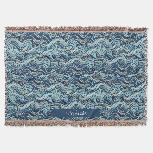 Couverture Élégant Motif à vague bleue avec accents or (Devant)