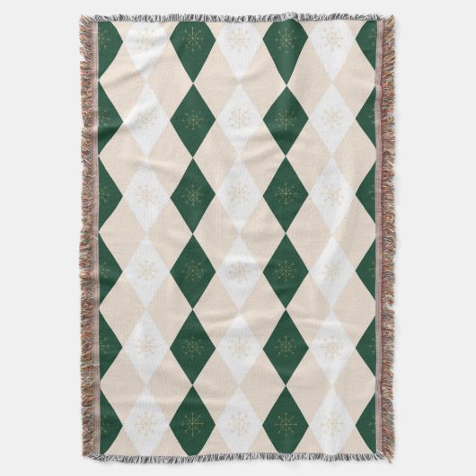 Couverture Élégant Motif arlequin de Noël avec flocon de neig (devant Vertical)