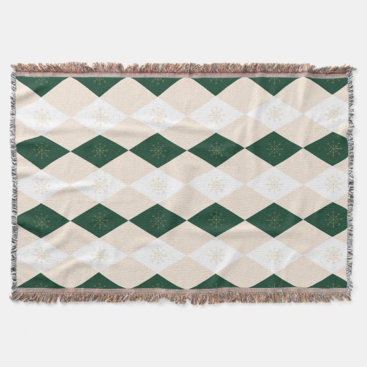Couverture Élégant Motif arlequin de Noël avec flocon de neig (Devant)
