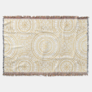 Couverture Élégant Motif blanc de tournesol Mandala Gold