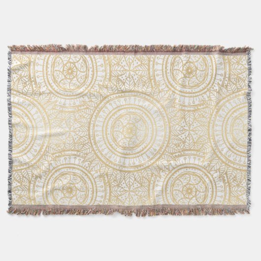 Couverture Élégant Motif blanc de tournesol Mandala Gold (Devant)