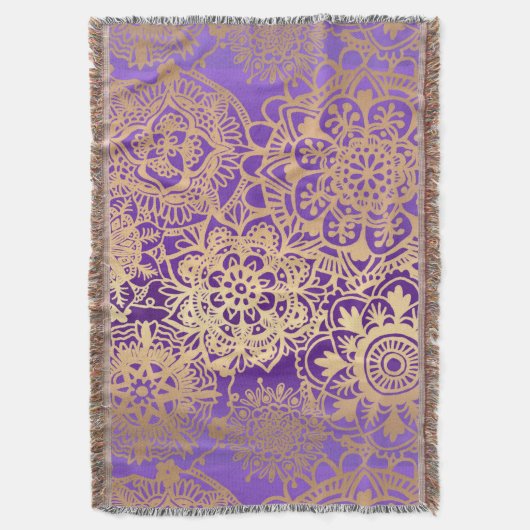 Couverture Élégant Motif de Mandala en or violet (devant Vertical)