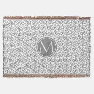 Couverture Élégant Motif de tournesol Monogrammé