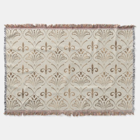 Couverture Élégant motif Fleur de lis - or pastel (Devant)