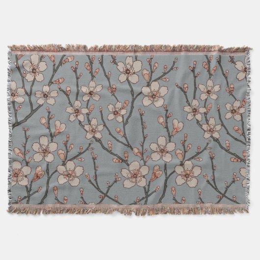 Couverture Élégant Motif Fleur rose Douce Fleur Fleur de Ceri (Devant)