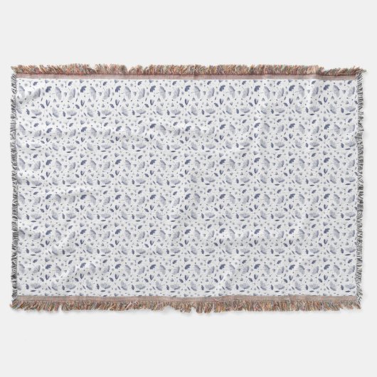 Couverture Élégant motif floral bleu foncé et blanc (Devant)