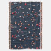 Couverture Elegant Navy Floral Throw Blanket (devant Vertical)