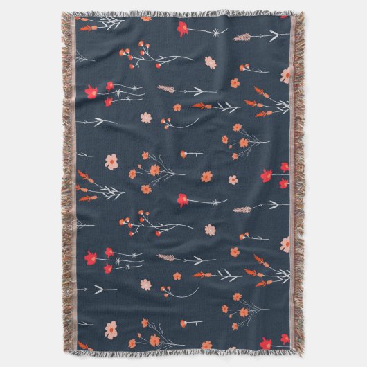 Couverture Elegant Navy Floral Throw Blanket (devant Vertical)