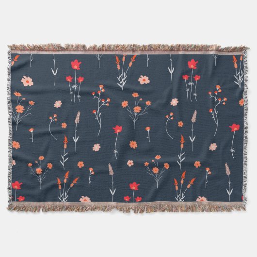 Couverture Elegant Navy Floral Throw Blanket (Devant)