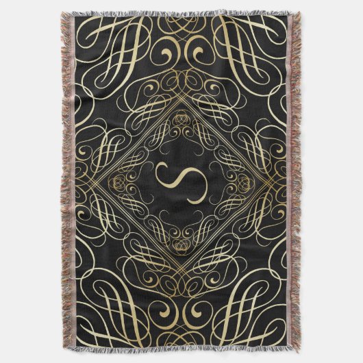 Couverture Élégant or Foil Look Scrollwork Script sur noir (devant Vertical)