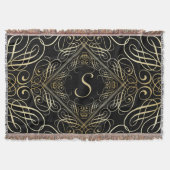 Couverture Élégant or Foil Look Scrollwork Script sur noir (Devant)