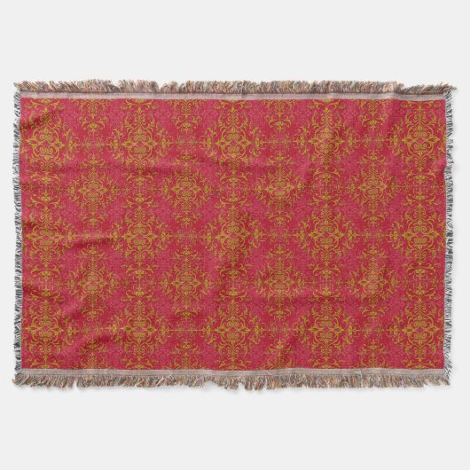 Couverture Elégant or sur Pinkish Red Damask Patte (Devant)